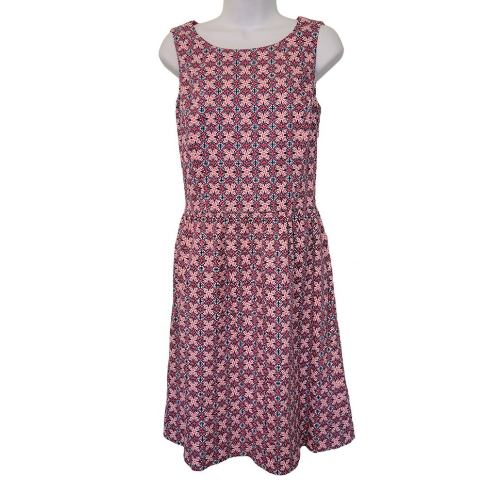 346 Brooks Brothers Sleeveless Geometric Print‎ Dress 6 Modest Preppy